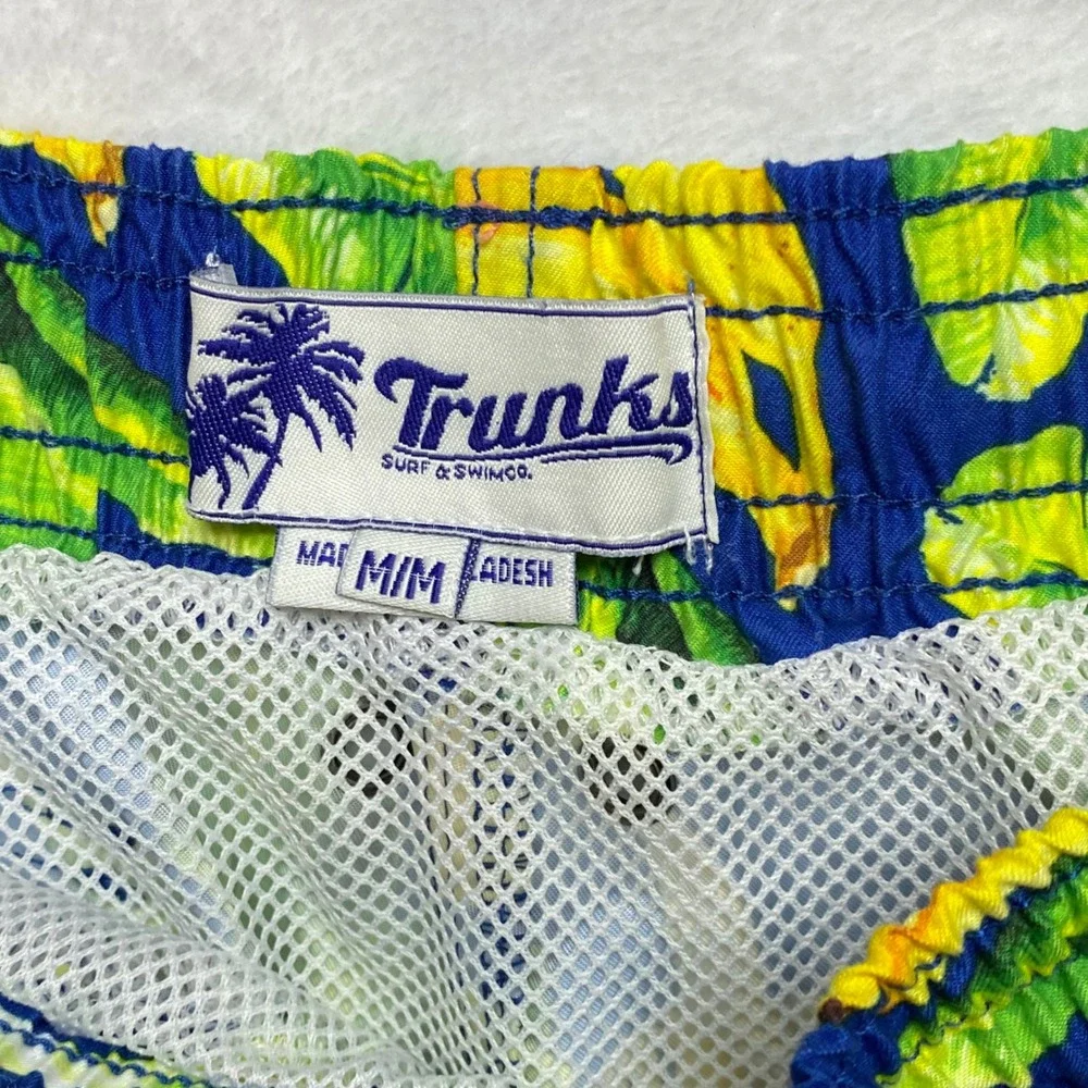 Trunks‎ Surf & Swim Co Mens Tropical Fruit Print Swim Shorts Blue Yellow Size M